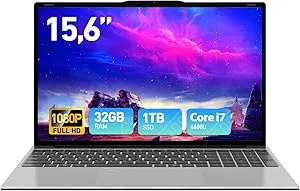 Laptop 15.6 inch in-tel Core i7-6600U Gaming Laptop, Win 11 Pro Laptop Computer 32GB RAM 1TB SSD, FHD 1080P Display, Backlit Keyboard, Fingerprint,Wi-Fi,HDMI, Laptops for Business,Student