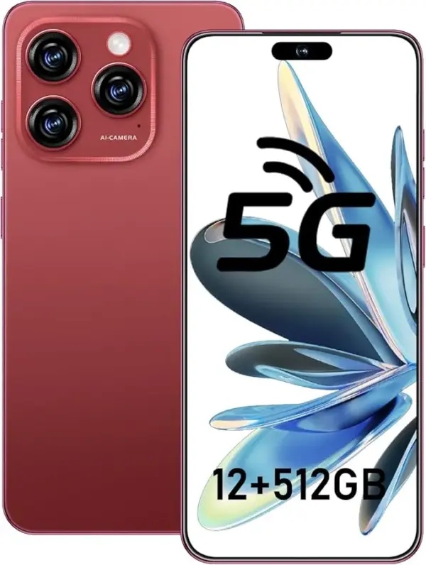 Android 13.0, 68+108MP Zoom Camera, Fingerprint Button Unlock-and take Photos,Dual SIM (Wine Red)